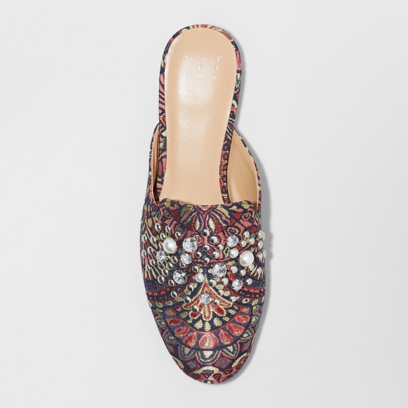 A New Day Armina Jeweled Backless Loafers Mules - Picture 3 of 7